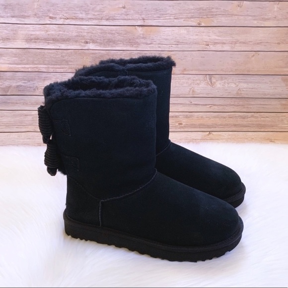 UGG Bailey Corduroy Bow Boots In Black - Picture 2 of 8